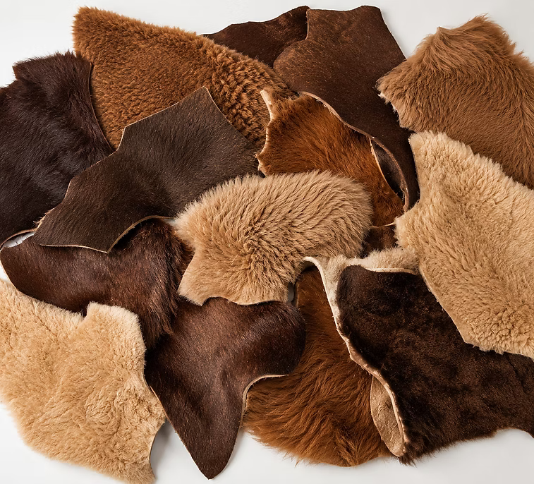 Brown Wool Lambskin Piece