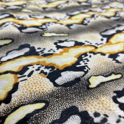 Fuzzy Snake-Print Calfskin