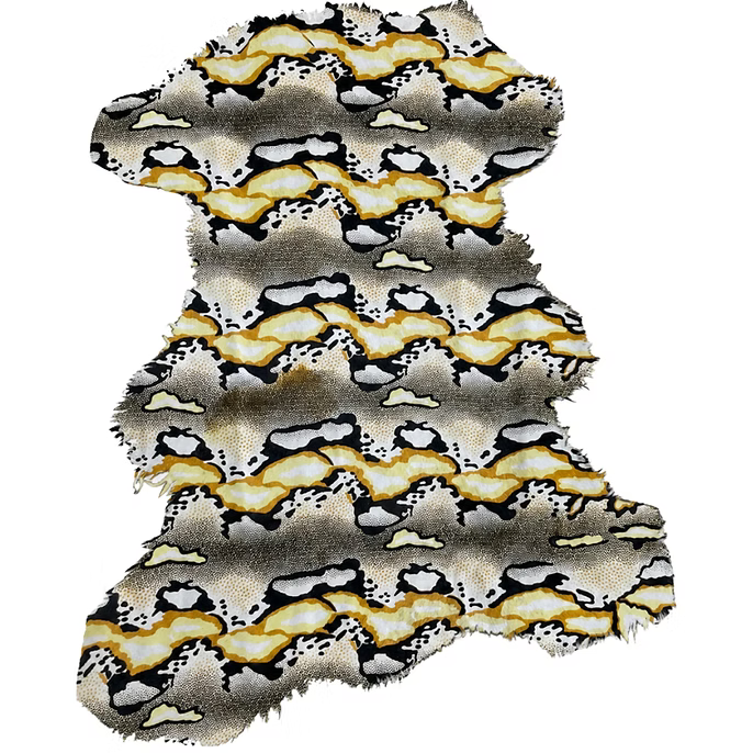 Fuzzy Snake-Print Calfskin